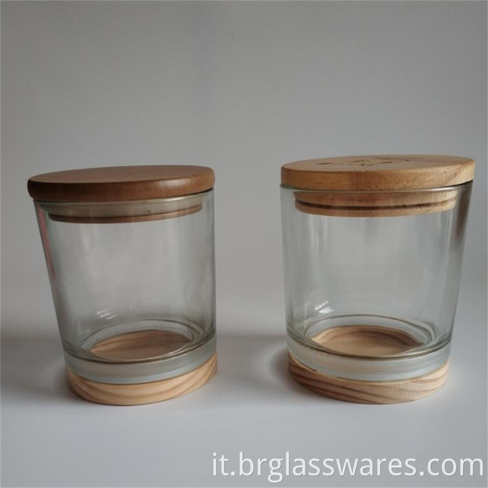 wooden top and wooden bottom glass candle jar1